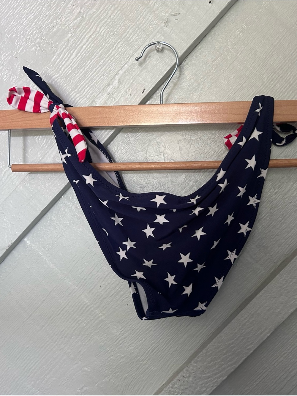 Ingear Navy and White Star-Print Bikini Bottoms with Red Accent Straps
